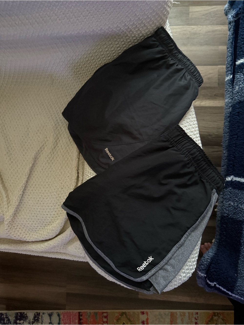 Reebok Black Running 🏃‍♀️ Shorts with Gray Trim & Gray Shorts, Back Pocket